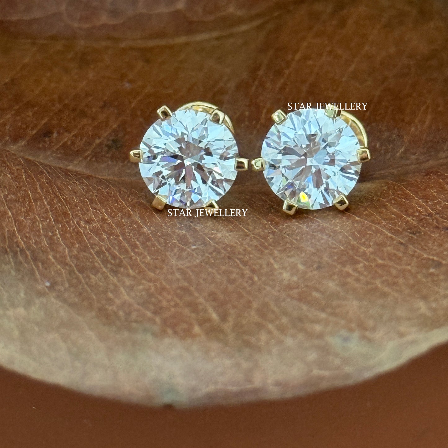 2.00 Ct Lab Grown Diamond Stud Earrings: 14K Solid Gold Unisex