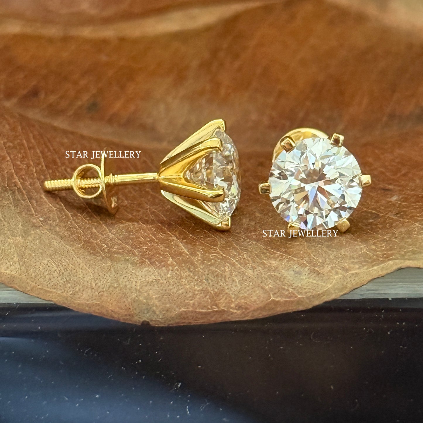 2.00 Ct Lab Grown Diamond Stud Earrings: 14K Solid Gold Unisex