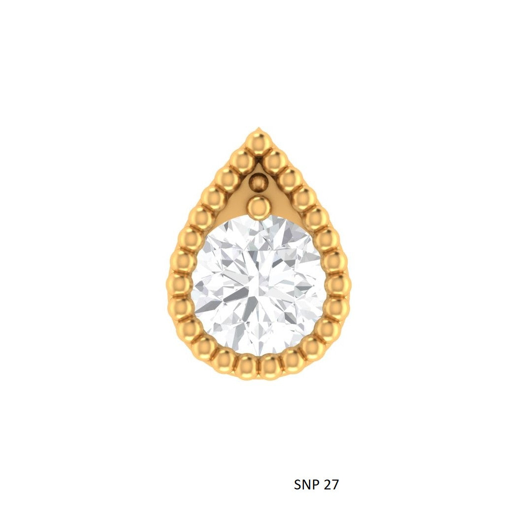 Genuine Diamond Mono Stone Pear Stud for Nose & Ear piercing