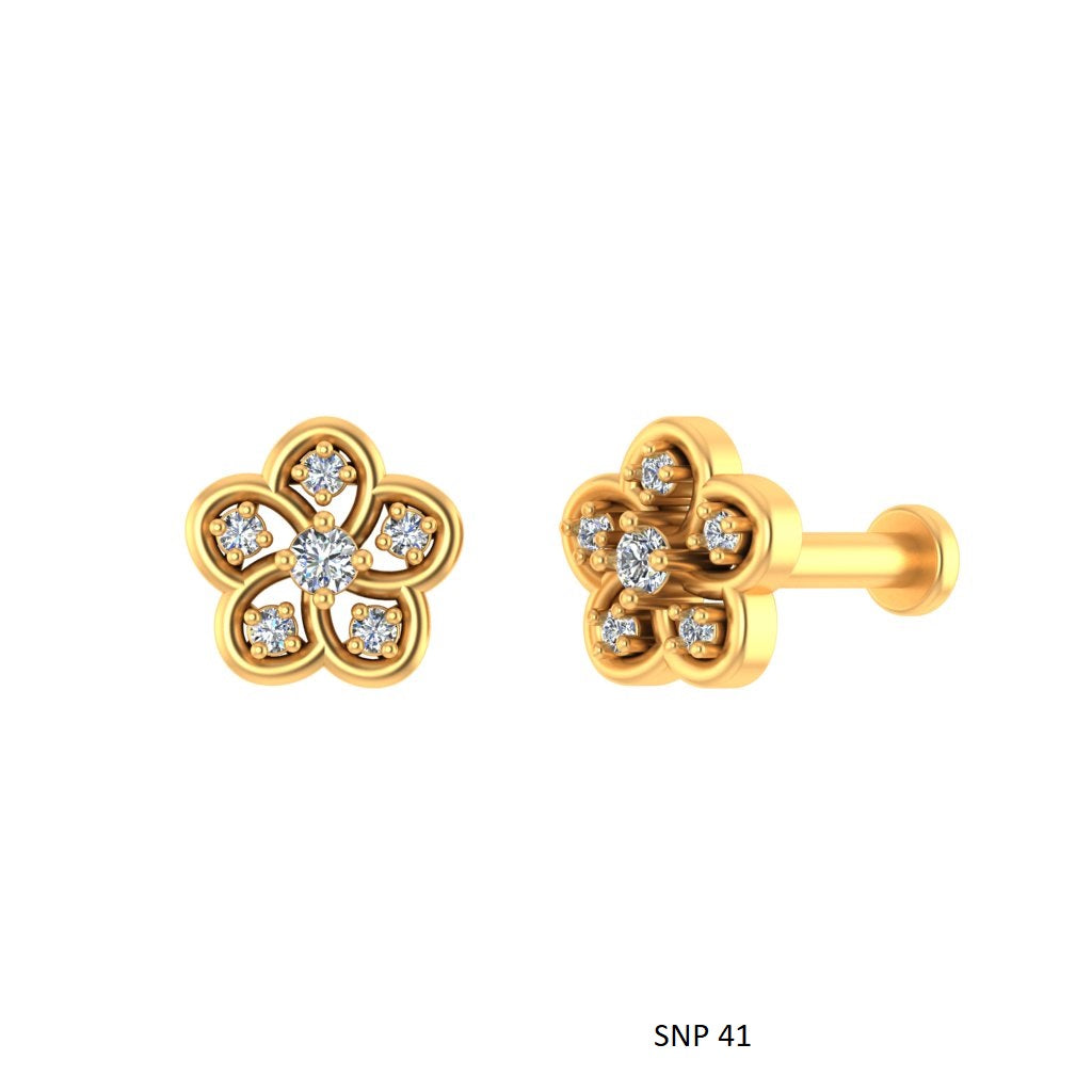 Solid Gold Genuine Diamond Cluster Ear & Nose Piercing