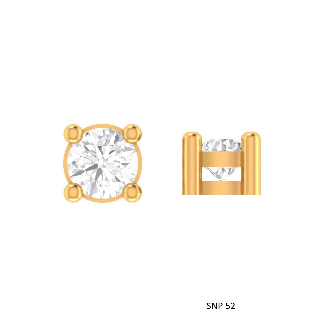 14K Solid Gold Lab Grown Diamond Stud Earring