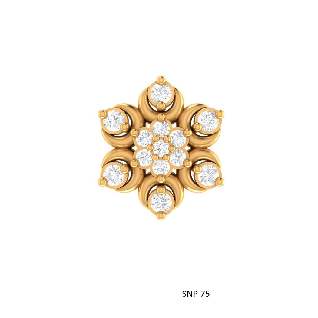 Natural Diamond Flower Ear Piercing