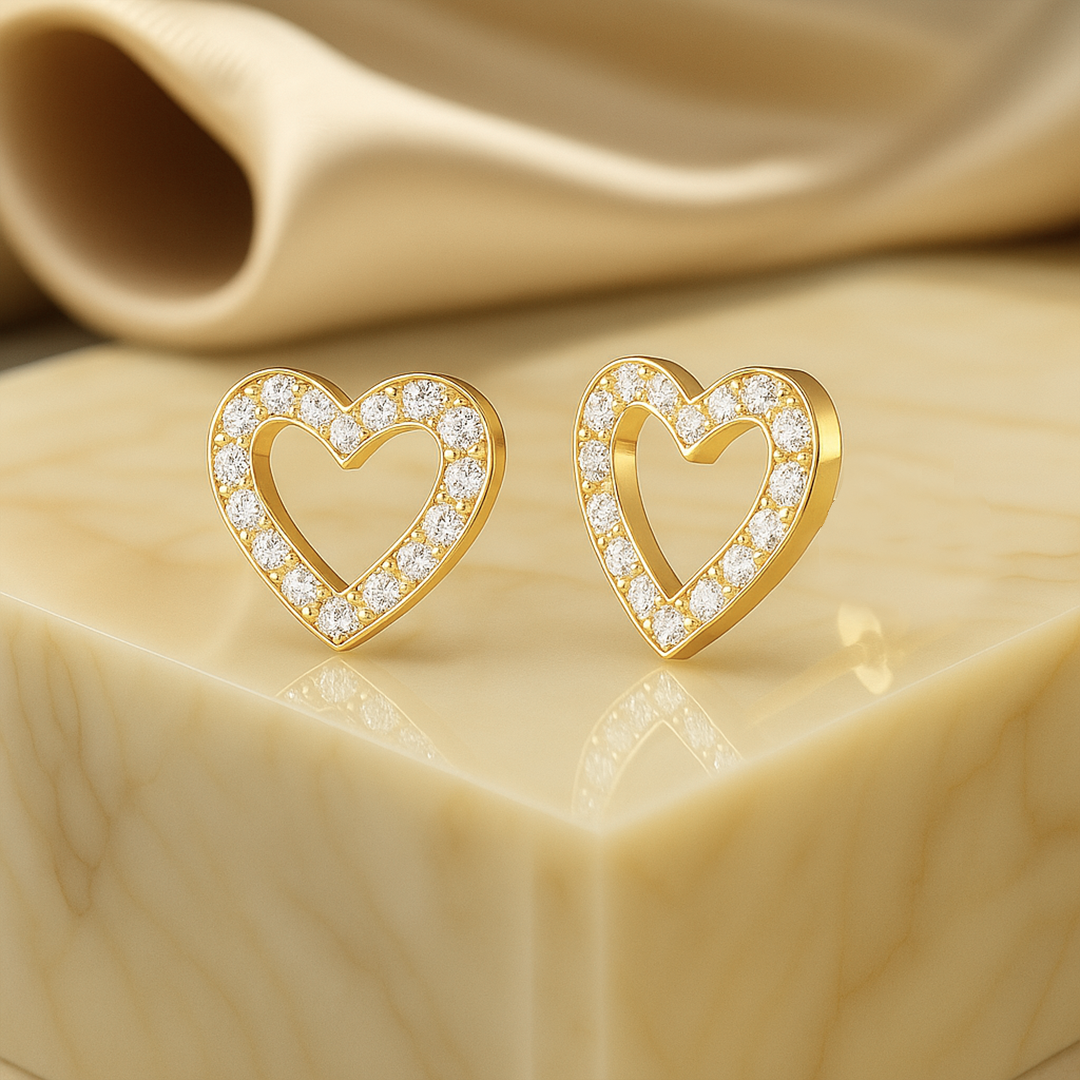 Diamond Heart Stud Piercing for Tragus, Lobe, Conch