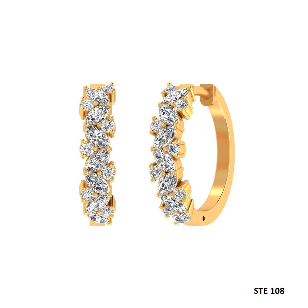 Bridesmaid Mixed Shape Diamond Hoop Earring