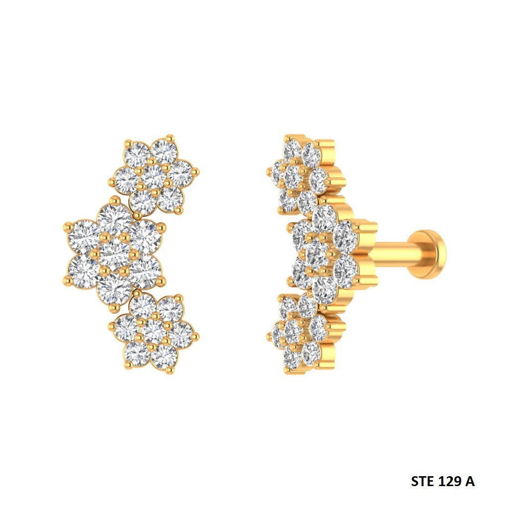 Natural Diamond Solid Gold Ear Climber
