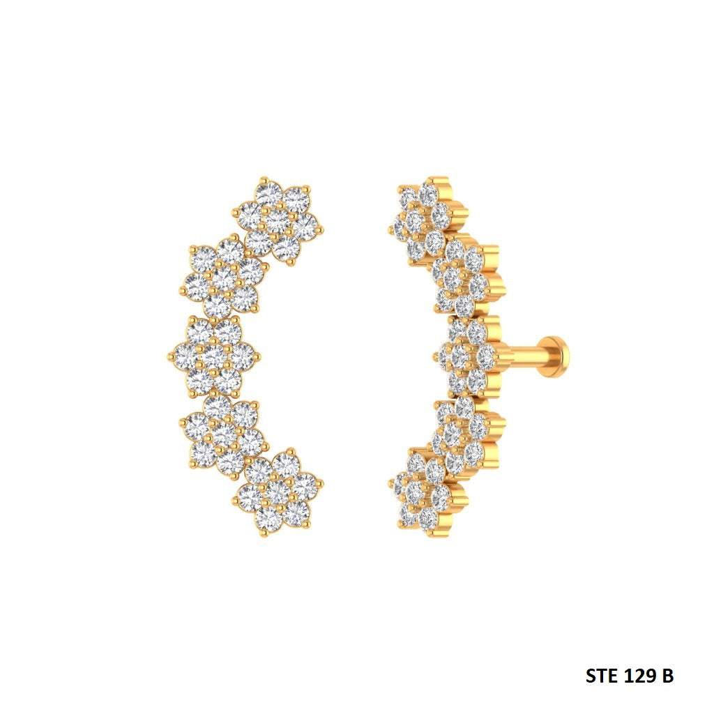 14K Solid Gold Curved Ear Crawler for her