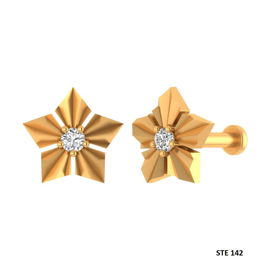 Diamond Lotus Studs for Ear Lobe, Conch, Tragus, Helix Tragus