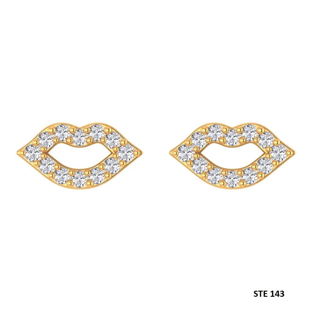 Natural Diamond Solid Gold Lips Piercing