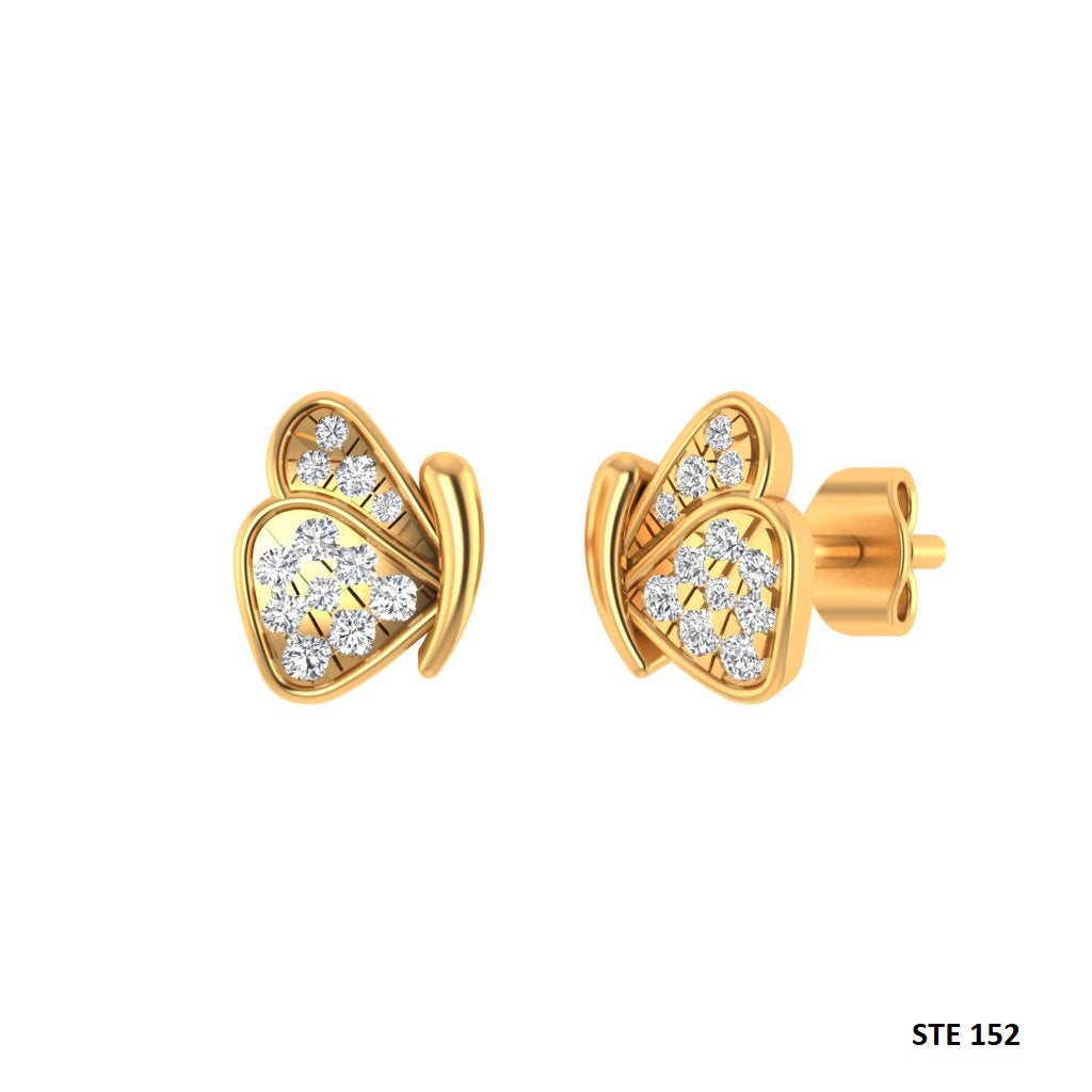 Solid Gold Butterfly Piercing for Conch, Helix, Rook, Tragus, Anti Tragus, Earlobe