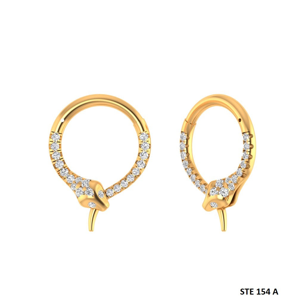 Solid Gold Diamond Snake Septum Clicker Piercing