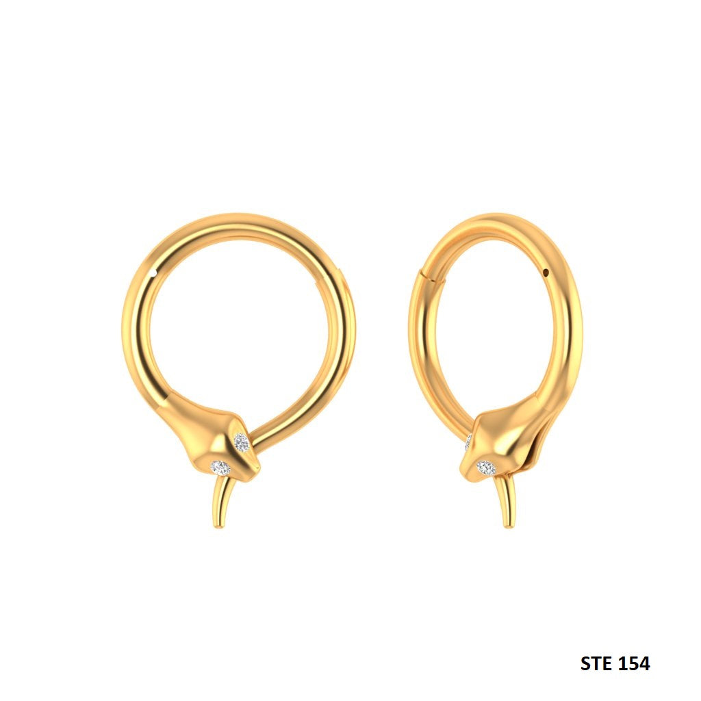 14K Solid Gold Snake Daith Piercing