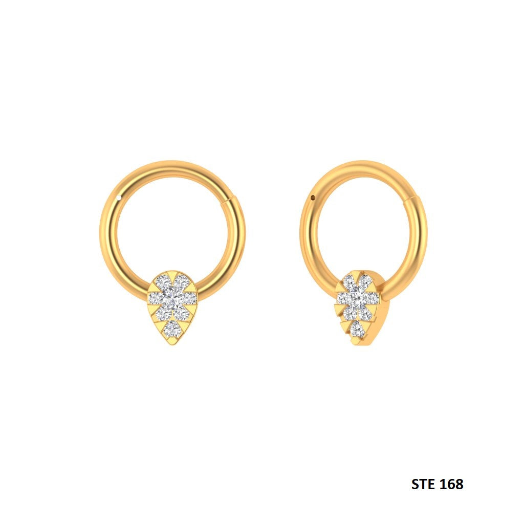 14K Solid Gold Natural Diamond Pear Shape Septum Piercing