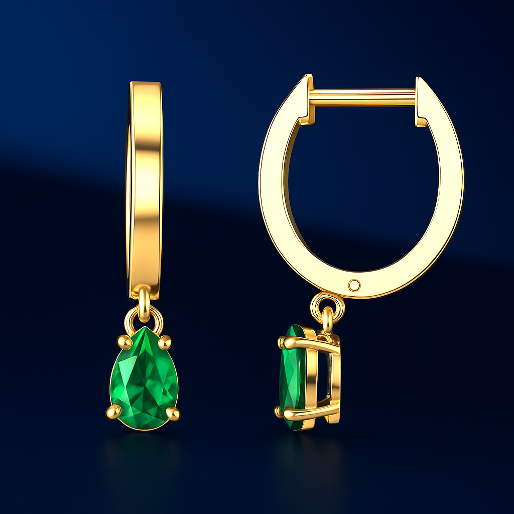 Pear Drop 14K Solid Gold Moissanite Earring