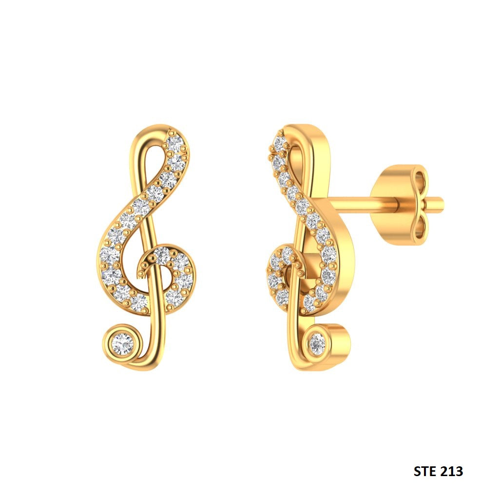 Diamond Music Note Earring