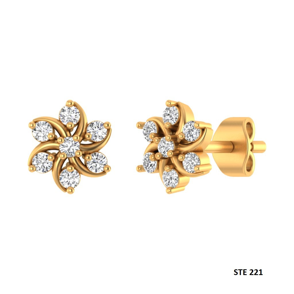 14K Gold Diamond Cluster Floral Threaded Piercing