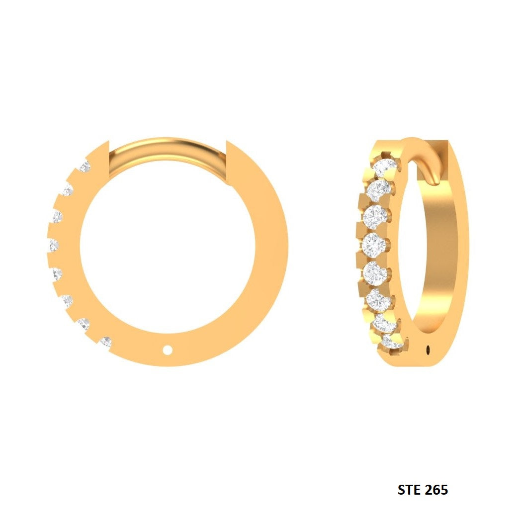 Natural Diamond Clicker Hoop Ring for Nose and Ear