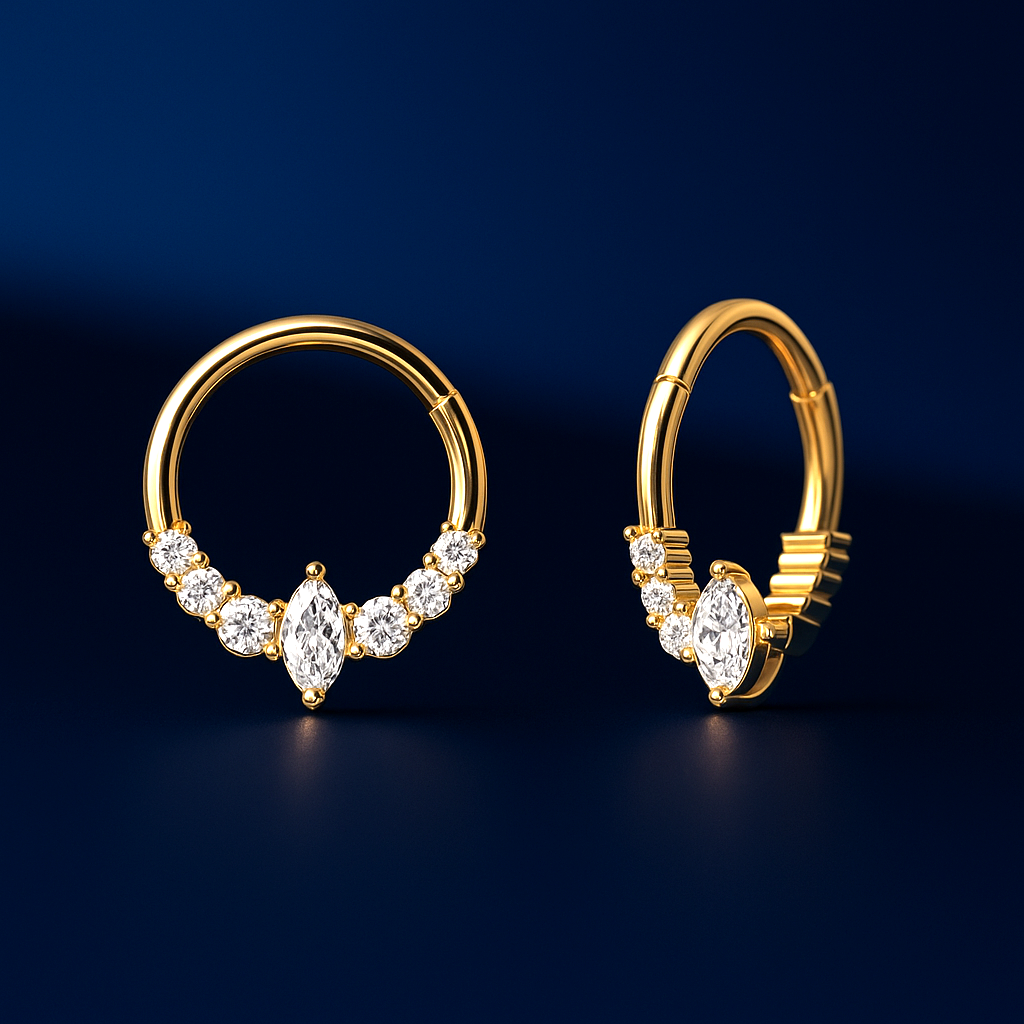 CZ Marquise Diamond Septum Nose Clicker Piercing