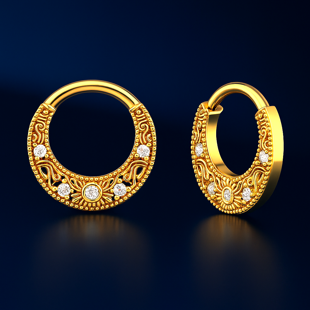 925 Sterling CZ Diamond Silver Septum Nose Ring