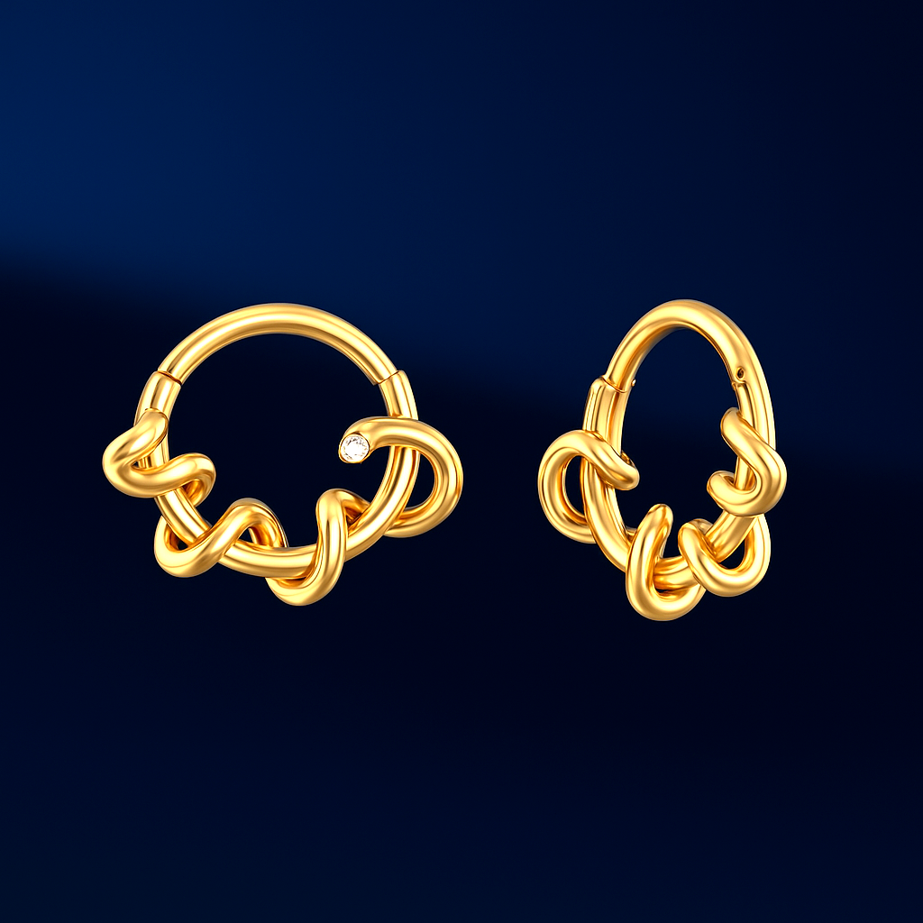 Solid Gold Snake Septum Piercing