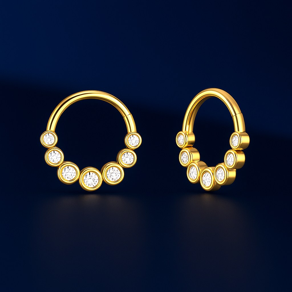 14K Solid Gold Bezel Set Diamond Daith Clicker