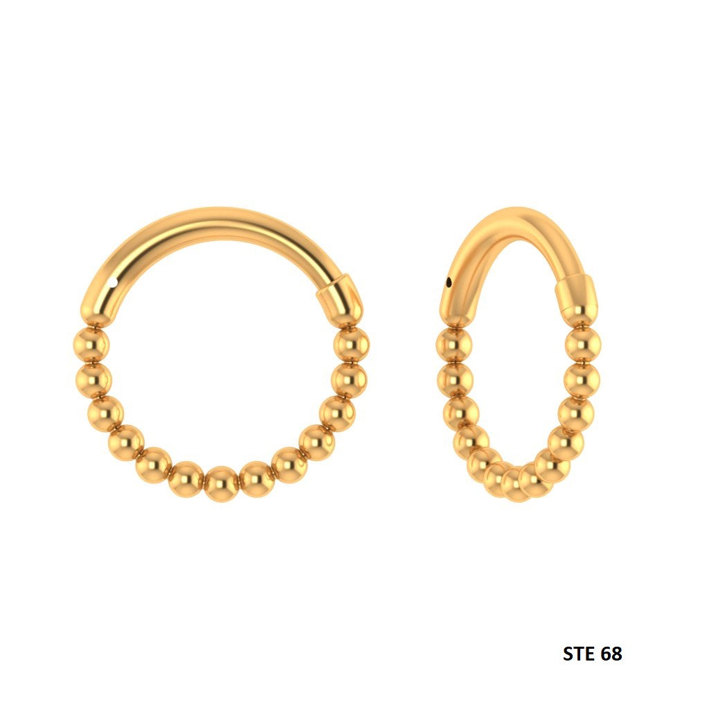 14K Solid Gold Bead Daith Clicker Piercing