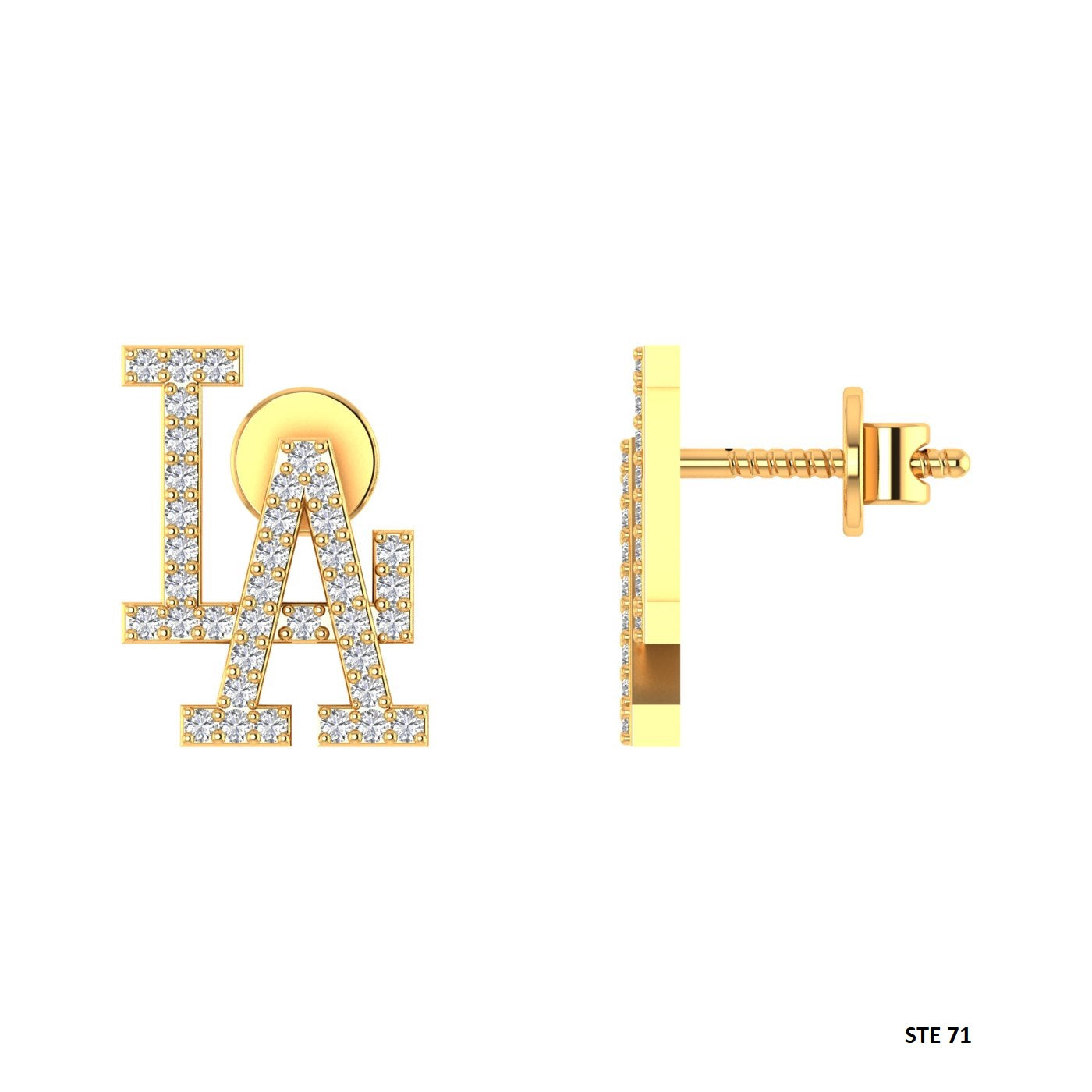 LA logo Moissanite Stud Earring