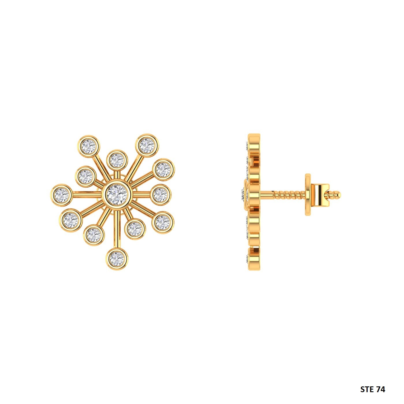 14K Gold Diamond Firework Earring