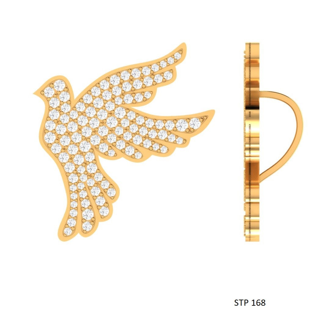 14K Solid Gold Natural Diamond Swallow Pendant