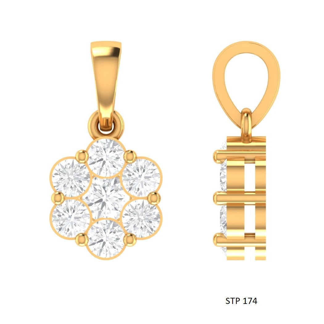 925 Sterling Silver Moissanite Cluster Pendant