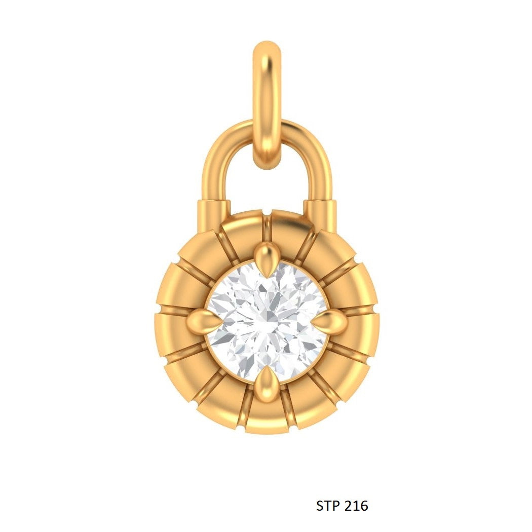 CVD Lab Diamond Solitaire Gold Lock Pendant