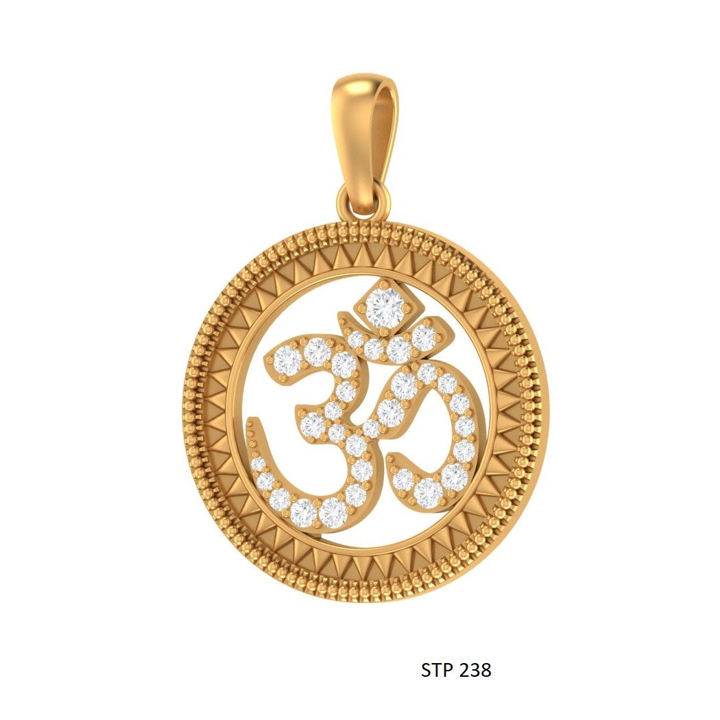 Solid Gold OM Pendant with Natural Diamonds