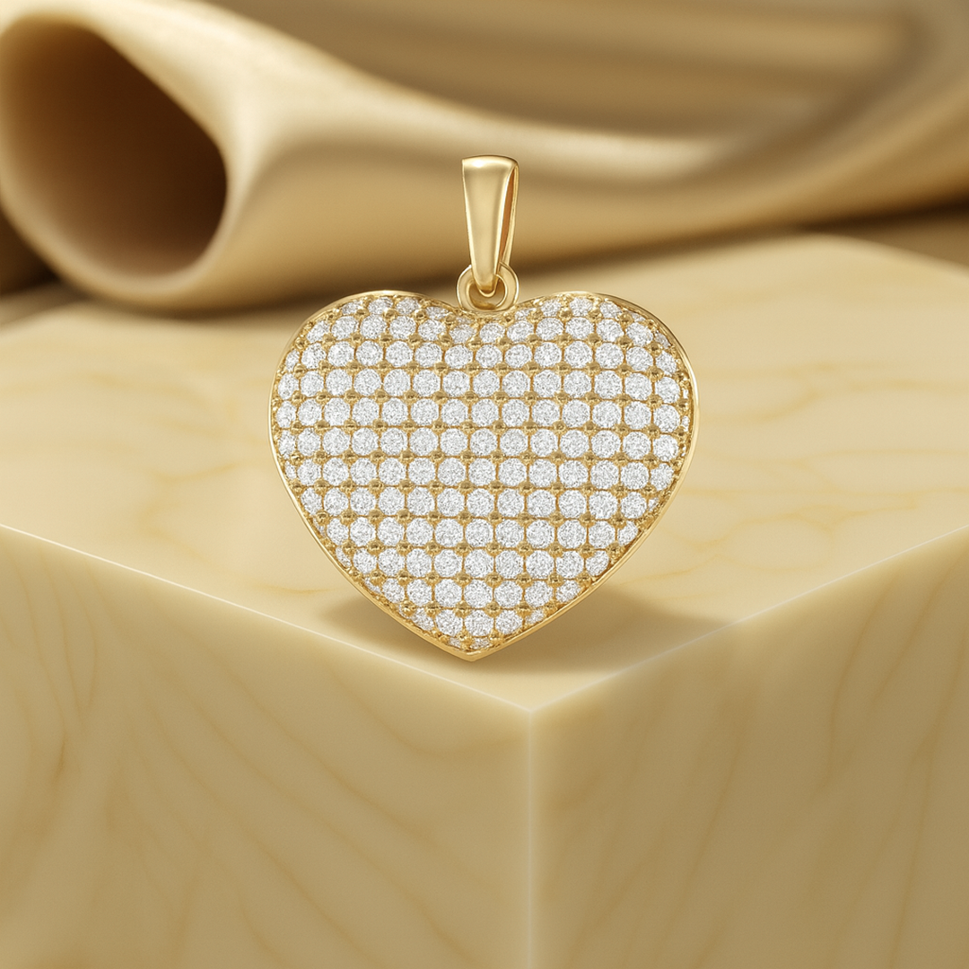 Solid Gold Lab Grown Diamond Puffed Heart Pendant for her