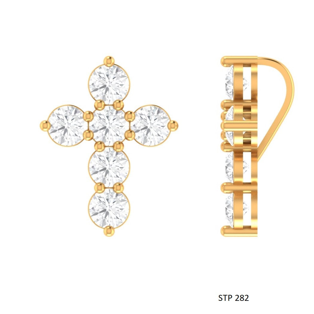 Unisex 0.50 Ct Each Lab Diamond Cross Pendant Without Chain