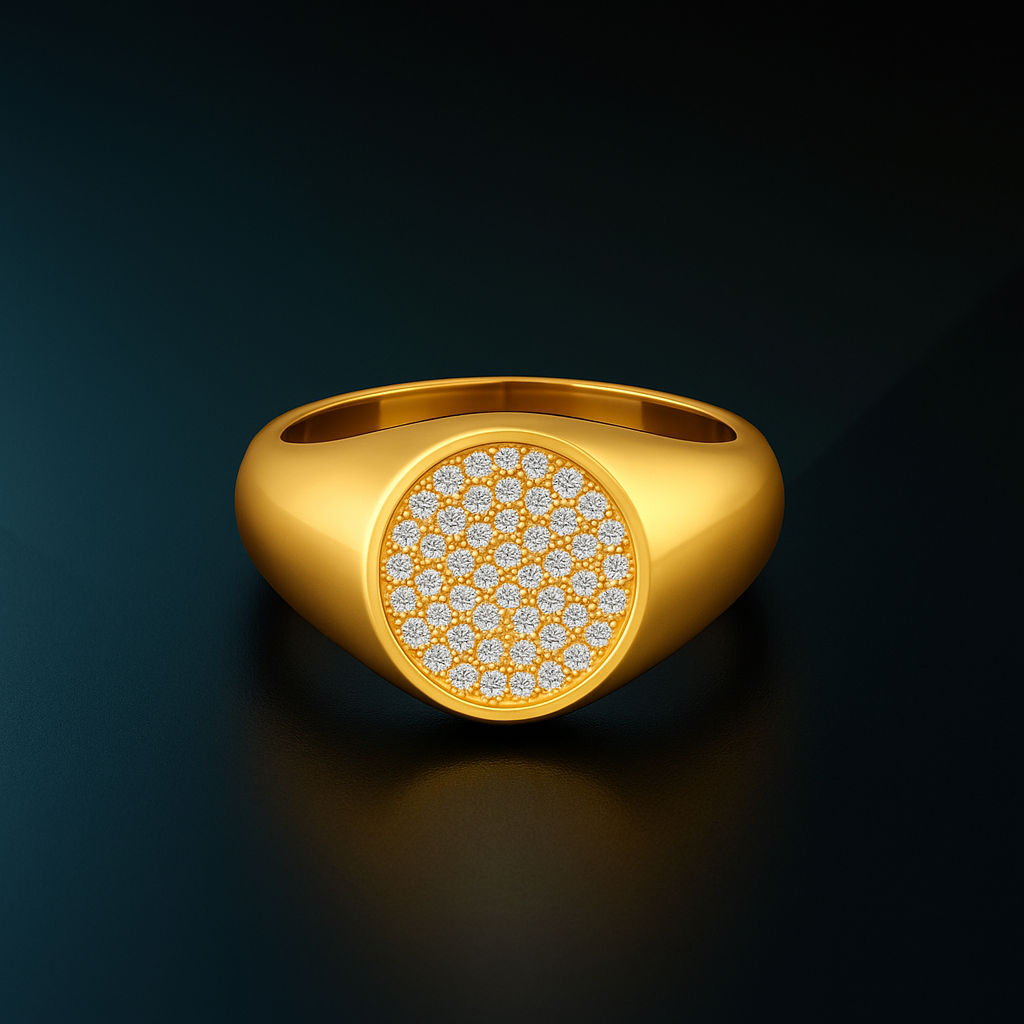Natural Diamond Signet Ring