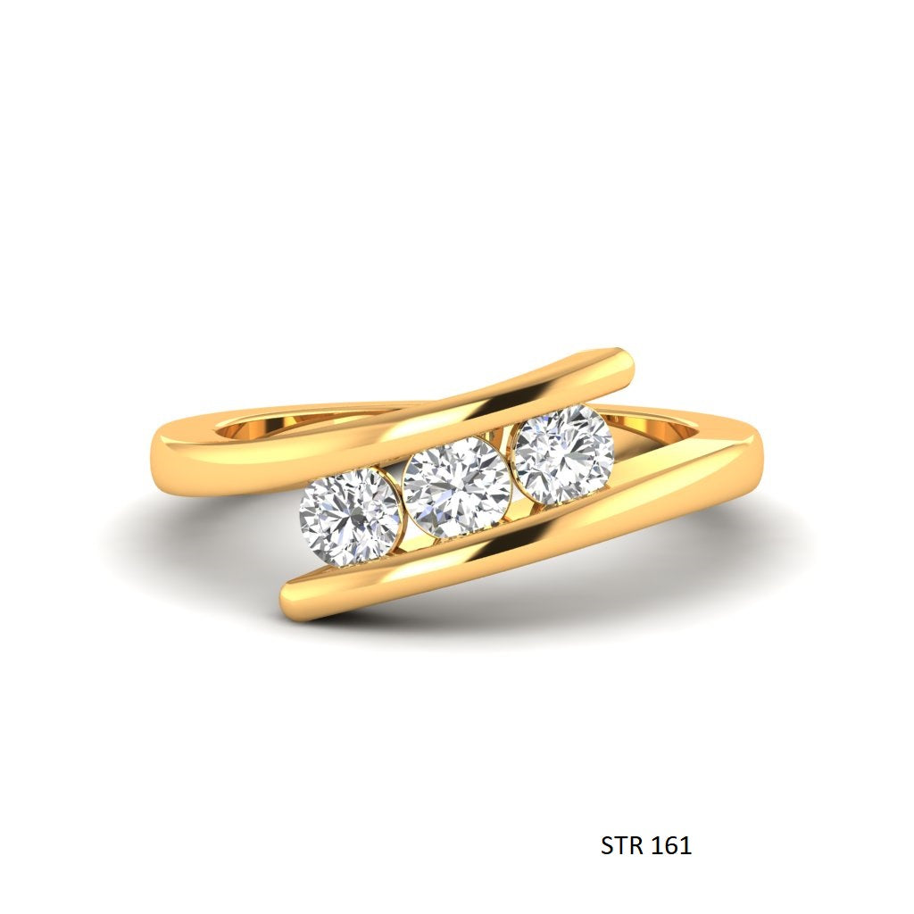 14K GOLD THREE STONE Diamond Ring