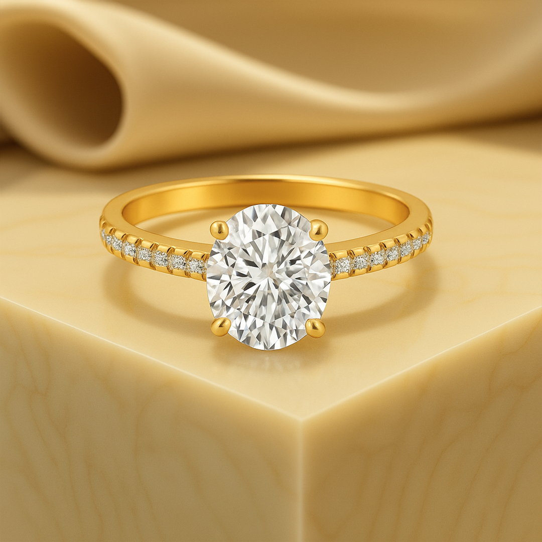 3.00 Ct Colorless Oval Cut Moissanite Hidden Halo Ring