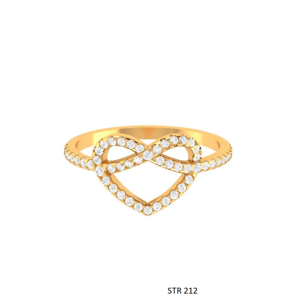 Solid Gold Natural Diamond Infinity Heart Ring