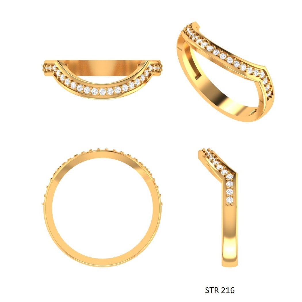 14K Solid Gold Natural Diamond Matching Band Ring