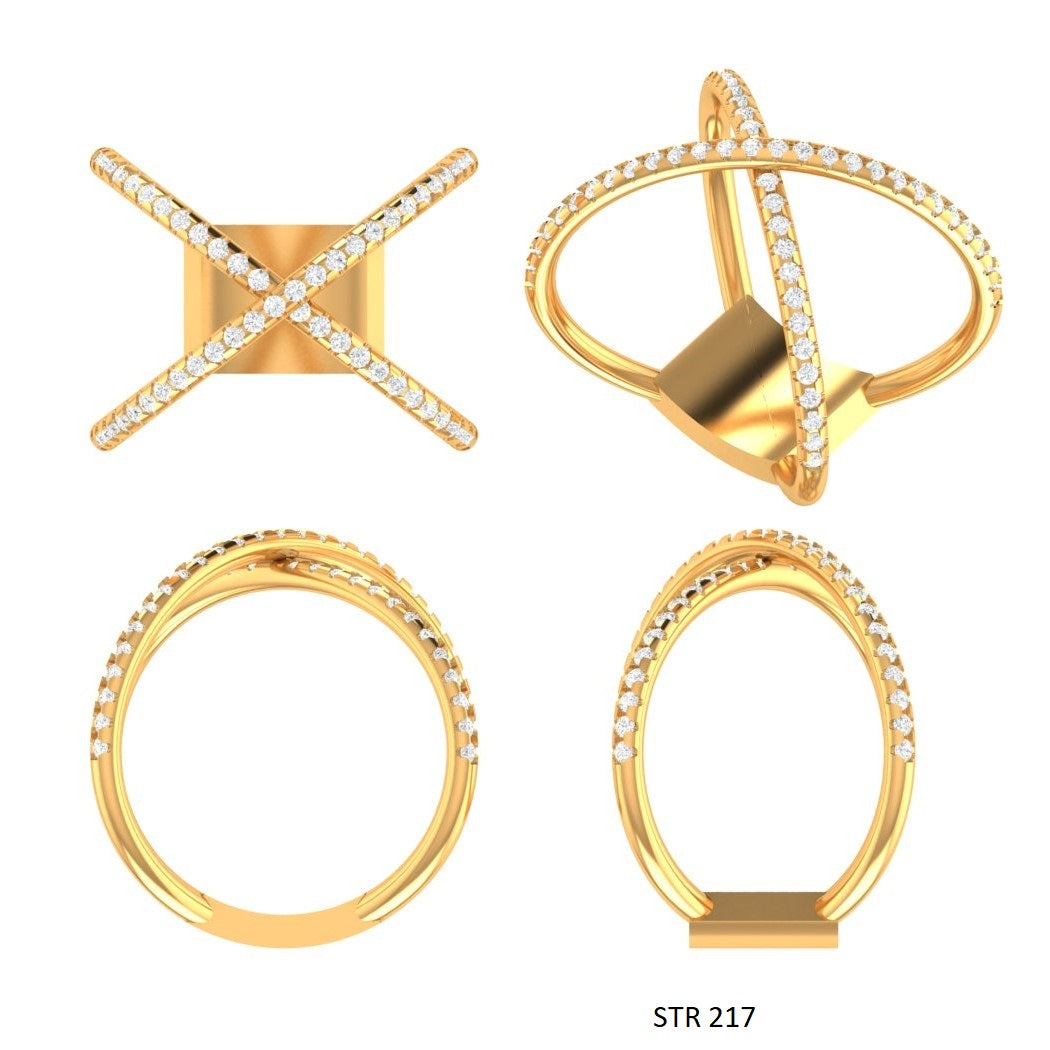 14 K Solid Gold Criss Cross Diamond Infinity Ring