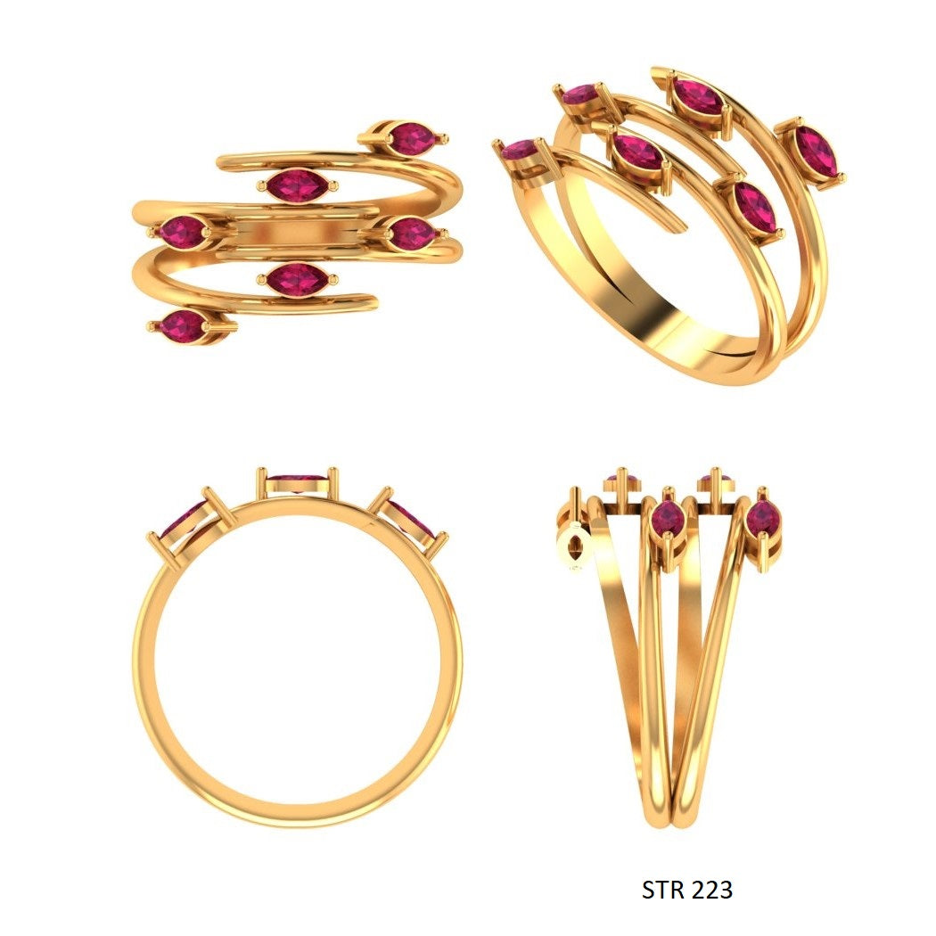 Marquise Shape Natural Ruby Solid Gold Ring