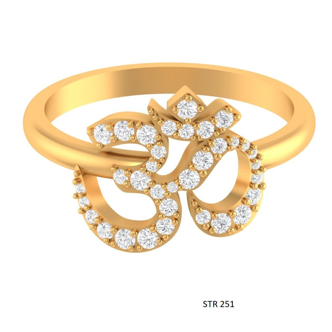 Solid Gold Natural Diamond OM Ring