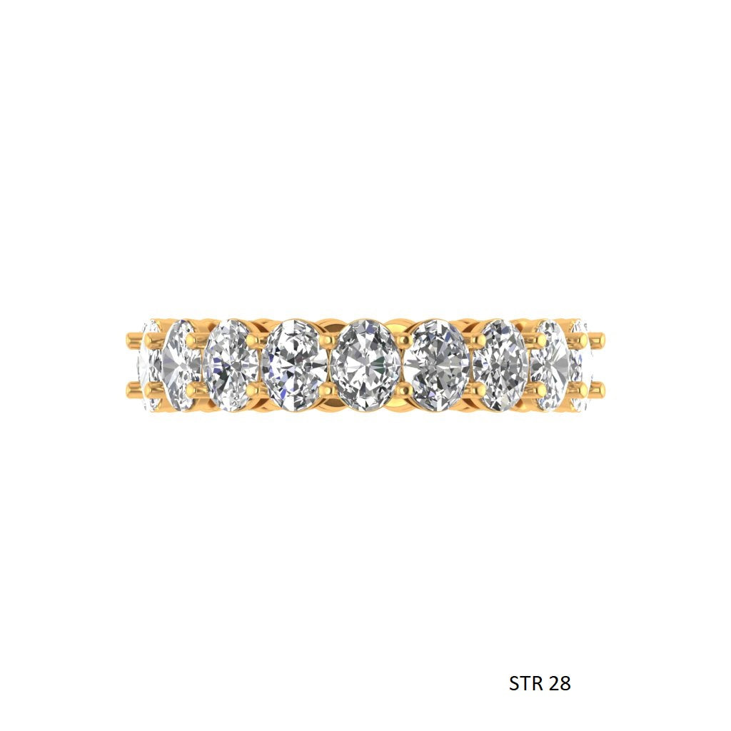 14K Solid Gold Oval Moissanite Band Ring for her