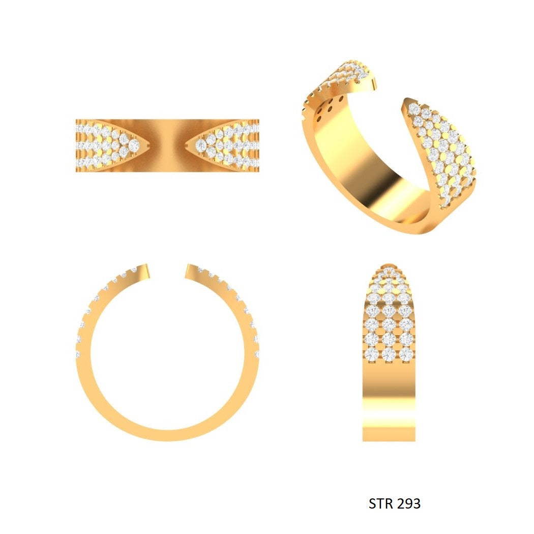 14K Solid Gold Pave Set Natural Diamond Claw Ring