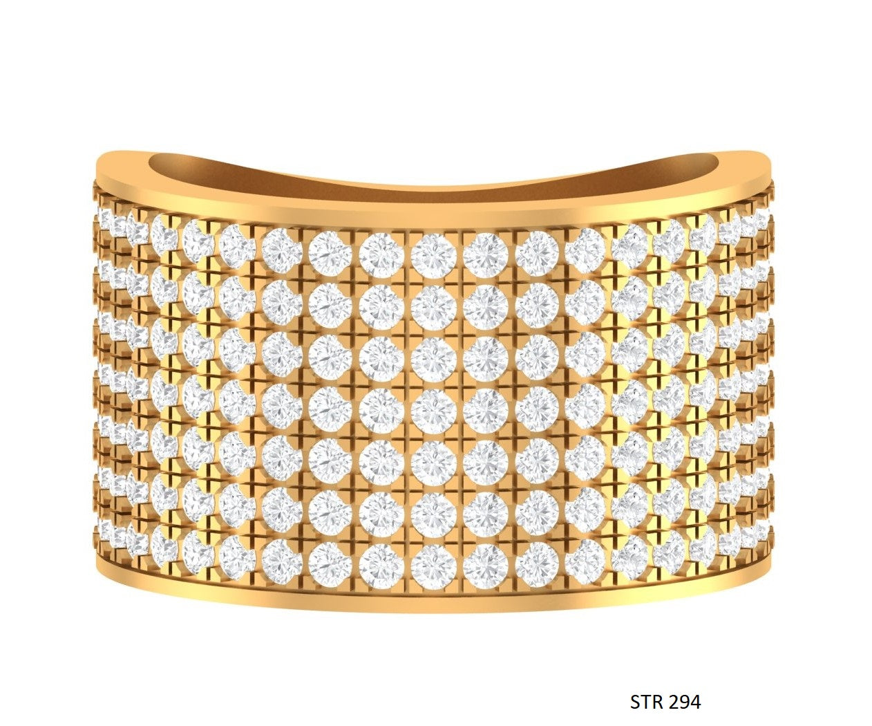 Unisex Natural Diamond Cigar Ring