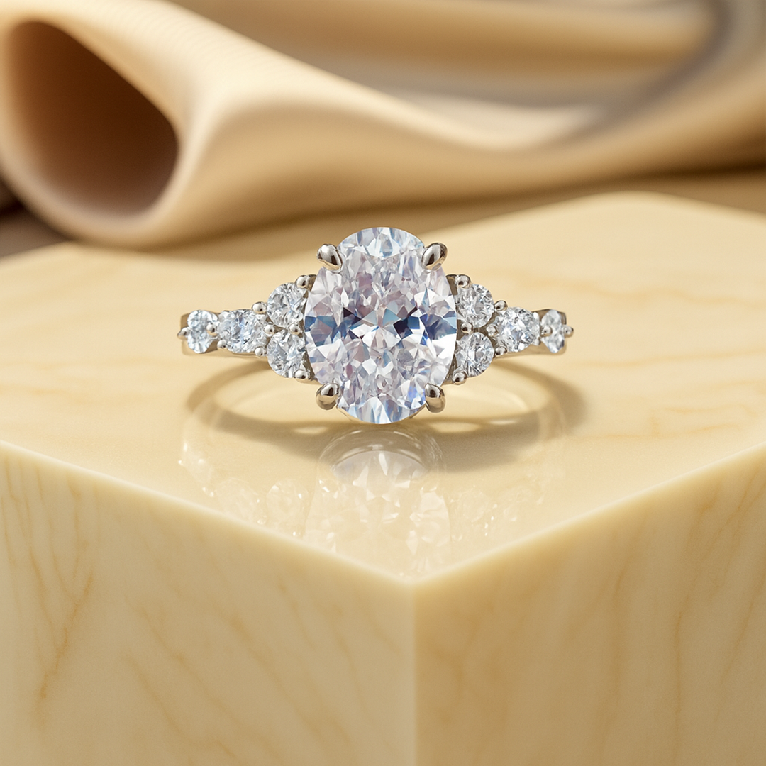 2.00 Ct Colorless Oval Cut Moissanite Wedding Proposal Ring