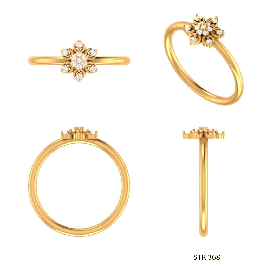 14K Solid Gold Natural Diamond Multi Stone Flower Ring