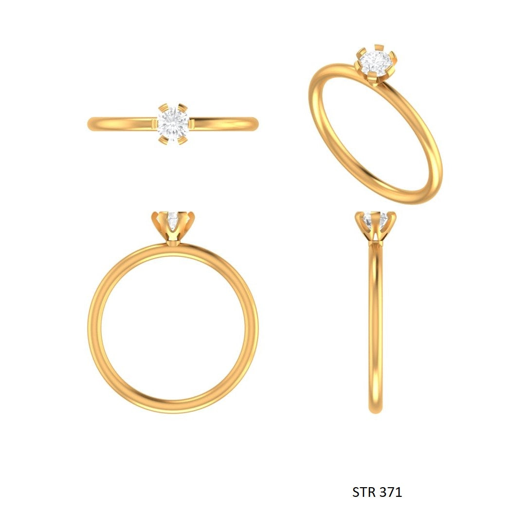 0.25 CT Lab Mono Diamond Solid Gold Ring