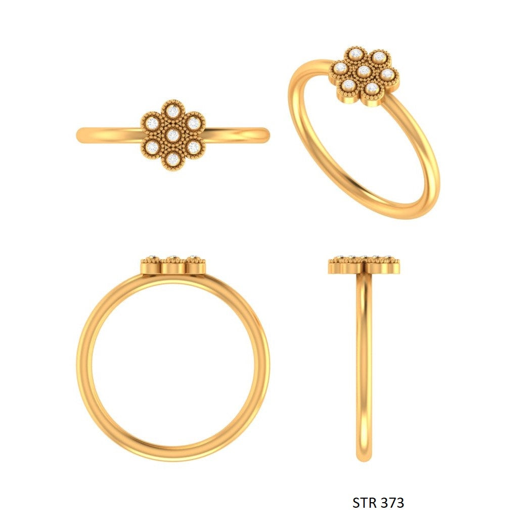 14K Solid Gold Natural Diamond Multi Stone Flower Ring