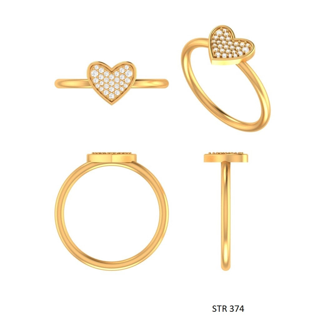 0.14 CT Solid Gold Minimalist Diamond Heart Ring