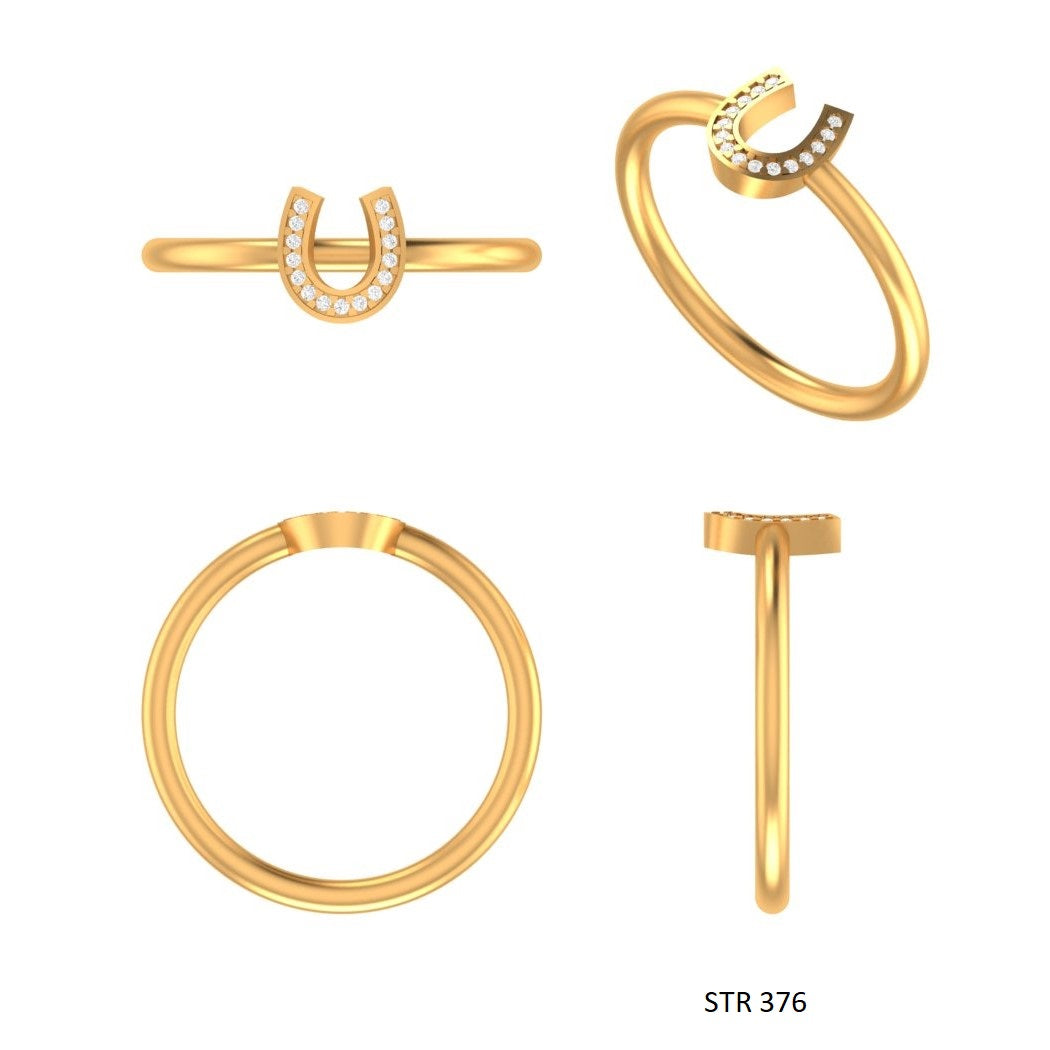 Solid Gold Natural Diamond Horse Shoe Ring